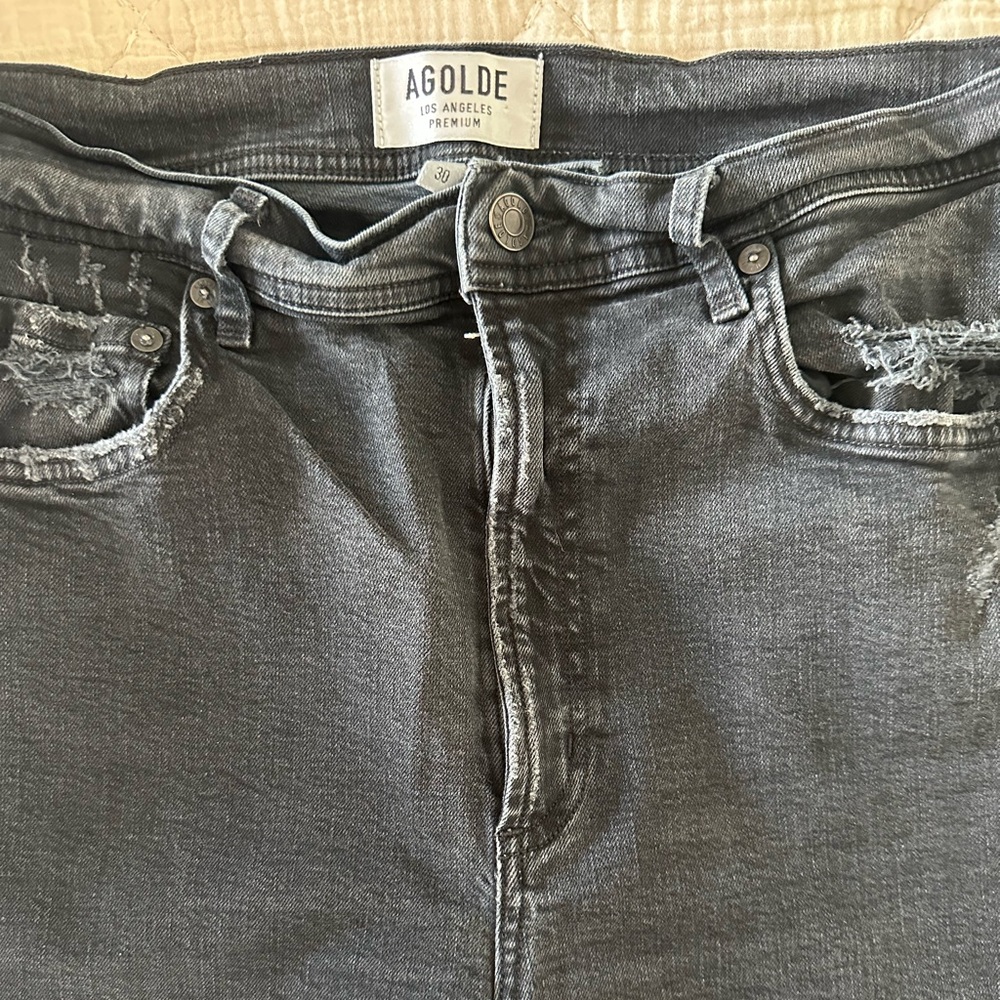 Agolde Charcoal Distressed Jeans